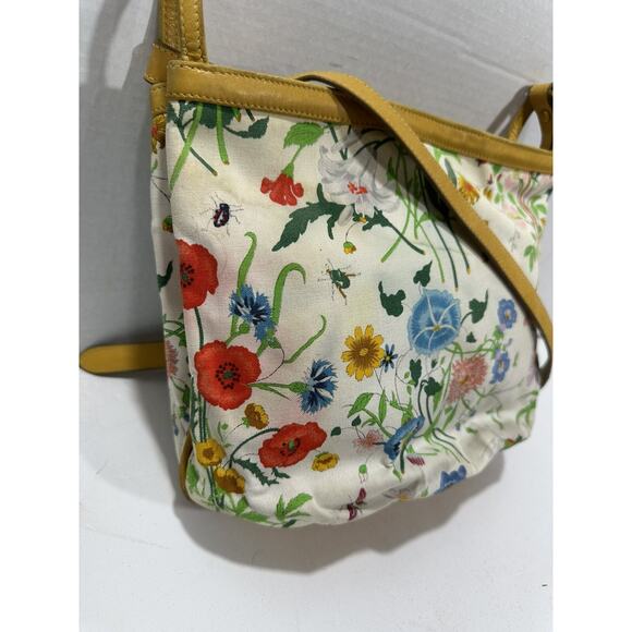 Gucci Flora Canvas Vintage White Yellow Bag Purse Crossbody Floral Japan READ*** - Picture 8 of 16